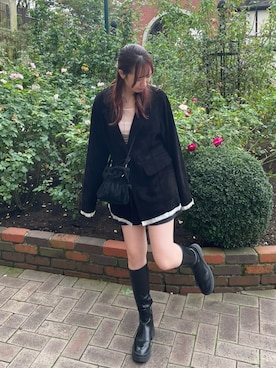 「アイテム（テーラードジャケット、ブラック系）」を使った、bitaさん（レディース・163cm）の秋コーディネート