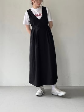 「ごきげんウィーク」｜「アイテム（ジャンパースカート）」を使った、bitaさん（レディース・162cm）の春コーディネート