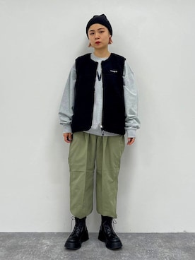 「LMCのアイテム（スウェット）」を使った、ALAND JAPANさん（レディース・164cm）の秋コーディネート