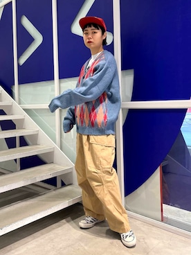 「LMCのアイテム（帽子）」を使った、ALAND JAPANさん（レディース・163cm）の秋コーディネート