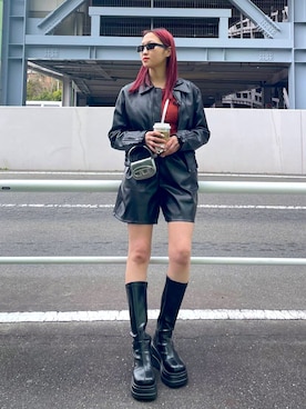 「ほめられ本命コーデ」｜「アイテム（ライダースジャケット）」を使った、ALAND JAPANさん（レディース・160cm）の冬コーディネート