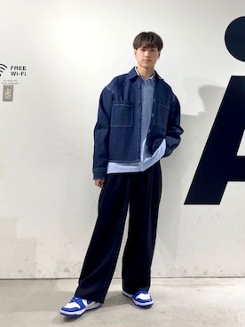 「ALAND（エーランド）のアイテム（スラックス）」を使った、ALAND JAPANさん（メンズ・172cm）の春コーディネート