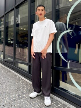 「ALAND（エーランド）のアイテム（スラックス）」を使った、ALAND JAPANさん（メンズ・175cm）の夏コーディネート