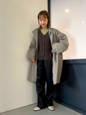 「タートルネック」｜「アイテム（ミリタリージャケット）」を使った、ALAND JAPANさん（レディース・160cm）の冬コーディネート