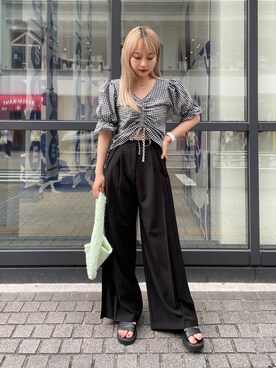 「eyeye（アイアイ）のアイテム」を使った、ALAND JAPANさん（レディース・160cm）の夏コーディネート