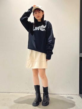 「LMCのアイテム（帽子）」を使った、ALAND JAPANさん（レディース・154cm）の冬コーディネート
