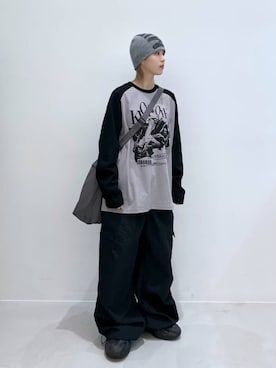 「アイテム（カーゴパンツ）」を使った、ALAND JAPANさん（レディース・155cm）の春コーディネート