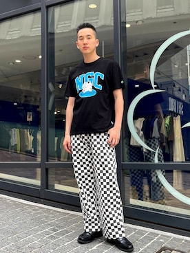 「ALAND（エーランド）のアイテム（スウェットパンツ）」を使った、ALAND JAPANさん（メンズ・178cm）の夏コーディネート