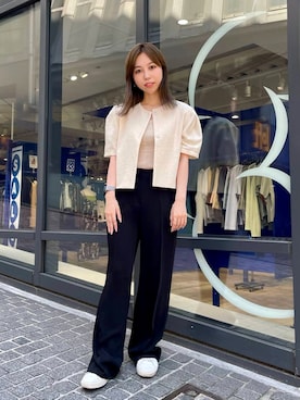 「ALAND（エーランド）のアイテム（ノーカラージャケット）」を使った、ALAND JAPANさん（レディース・157cm）の夏コーディネート