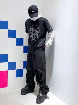 「LMCのアイテム（キャップ）」を使った、ALAND JAPANさん（メンズ・170cm）の春コーディネート