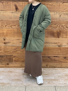 「スウエット」｜「アイテム（ダウンジャケット/コート）」を使った、なかじさん（レディース・158cm）の秋コーディネート