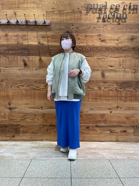 「PUAL CE CIN（ピュアルセシン）のアイテム（MA-1）」を使った、なかじさん（レディース・158cm）の春コーディネート