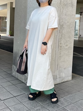 「シアタープロダクツ(THEATRE PRODUCTS)」｜「アイテム（ワンピース/ドレス）」を使った、なかじさん（レディース・158cm）の夏コーディネート