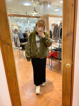 「PUAL CE CIN（ピュアルセシン）のアイテム（MA-1）」を使った、なかじさん（レディース・158cm）の秋コーディネート