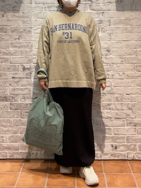 「シアタープロダクツ(THEATRE PRODUCTS)」｜「アイテム（スカート）」を使った、なかじさん（レディース・158cm）の春コーディネート