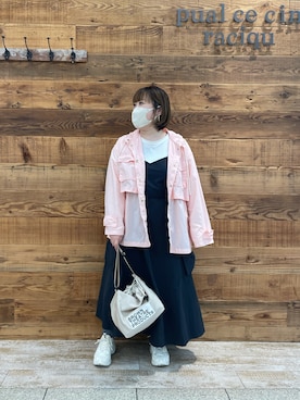 「PUAL CE CIN（ピュアルセシン）のアイテム（マウンテンパーカー）」を使った、なかじさん（レディース・158cm）の春コーディネート