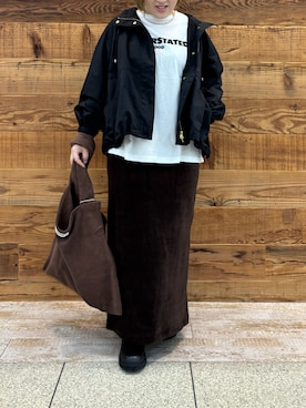 「アイテム（マウンテンパーカー）」を使った、なかじさん（レディース・158cm）の秋コーディネート