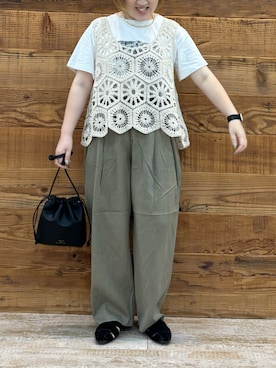 「アイテム（ベスト）」を使った、なかじさん（レディース・158cm）の夏コーディネート