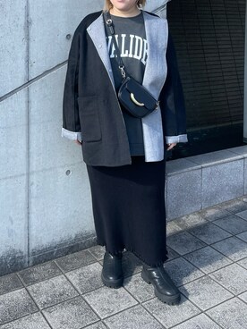 「PUAL CE CIN（ピュアルセシン）のアイテム（ノーカラーコート）」を使った、なかじさん（レディース・158cm）の秋コーディネート