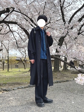 「HARE（ハレ）のアイテム（ステンカラーコート）」を使った、ひろと(๑˃̵ᴗ˂̵)さん（メンズ・173cm）の春コーディネート