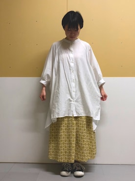 「Samansa Mos2（サマンサ モスモス）のレトロ壁紙風柄スカート（スカート）」を使った、みやむらさん（レディース・152cm）の夏コーディネート