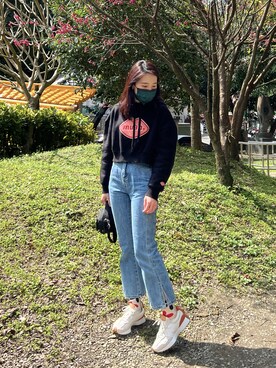 「NEW BALANCE（ニューバランス）のアイテム（スニーカー、ベージュ系）」を使った、Winnieさん（レディース・155cm）の春コーディネート