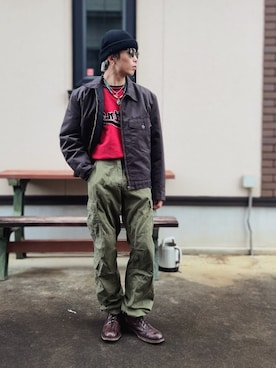 「schott(ショット)のアイテム(トップス)」を使った、AITOさん(メンズ・168cm)の冬コーディネート