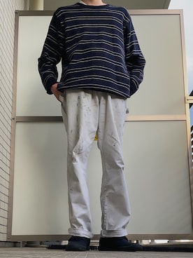 「Eddie Bauer（エディーバウアー）のアイテム（ニット/セーター）」を使った、べーさん（メンズ・169cm）の春コーディネート