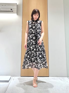 24SS・完売品 ANAY アナイ モノトーンフラワープリント衿付き