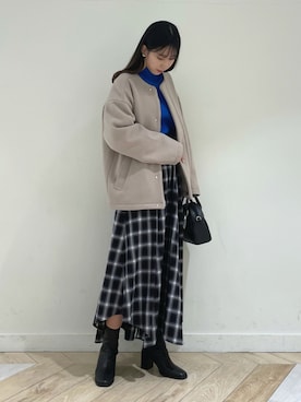「ゆるニット」｜「アイテム（ブルゾン）」を使った、wakaさん（レディース・162cm）の冬コーディネート