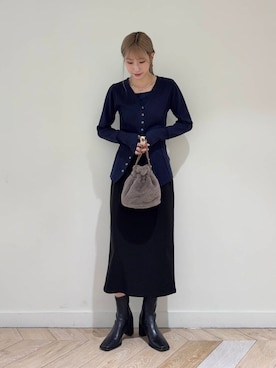 「SENSE OF PLACE by URBAN RESEARCH（センスオブプレイスバイアーバンリサーチ）のパッチワークVネックカーディガン（カーディガン/ボレロ）」を使った、wakaさん（レディース・162cm）の秋コーディネート