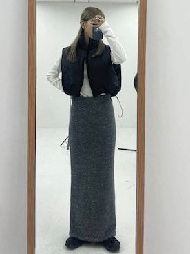 「アイテム（ダウンベスト）」を使った、wakaさん（レディース・162cm）の秋コーディネート