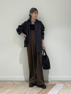 「アイテム（サロペット/オーバーオール、ブラウン系）」を使った、wakaさん（レディース・162cm）の秋コーディネート