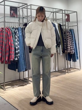 「SENSE OF PLACE by URBAN RESEARCH（センスオブプレイスバイアーバンリサーチ）の『消臭』サイドゴアボリュームソールブーツ（ブーツ）」を使った、wakaさん（レディース・162cm）の冬コーディネート