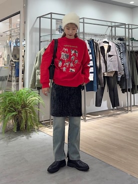 「SMELLY（スメリー）のシャギービーニー（ニットキャップ/ビーニー）」を使った、wakaさん（レディース・162cm）の冬コーディネート