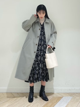 「アーバンリサーチ」｜「アイテム（ステンカラーコート）」を使った、wakaさん（レディース・162cm）の冬コーディネート
