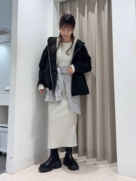 「ブーツコーデ」｜「アイテム（ワンピース/ドレス）」を使った、wakaさん（レディース・162cm）の冬コーディネート