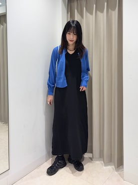 「SENSE OF PLACE by URBAN RESEARCH(センスオブプレイスバイアーバンリサーチ)の『洗濯可』UVケアポケットシアーカーディガン(カーディガン/ボレロ、ブルー系)」を使った、wakaさん(レディース・162cm)の春コーディネート