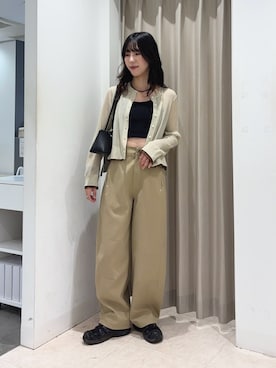 「SENSE OF PLACE by URBAN RESEARCH(センスオブプレイスバイアーバンリサーチ)の『接触冷感』汗ジミ防止カップツキバックオープンキャミソール(キャミソール、ブラック系)」を使った、wakaさん(レディース・162cm)の春コーディネート