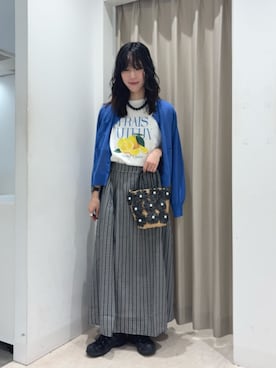 「SENSE OF PLACE by URBAN RESEARCH(センスオブプレイスバイアーバンリサーチ)の『洗濯可』UVケアポケットシアーカーディガン(Cardigans、ブルー系)」を使った、wakaさん(レディース・162cm)の夏コーディネート