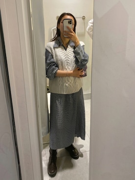 「秋トレンド2021」｜「アイテム（シャツワンピース）」を使った、akrさん（レディース・157cm）の秋コーディネート
