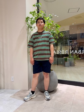 「LOTTO（ロット）のアイテム（Tシャツ/カットソー、ブラウン系）」を使った、あきさん（メンズ・178cm）の春コーディネート