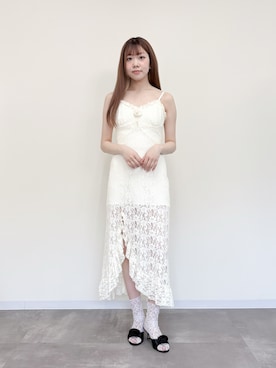 「etre loin（エトルワン）のRose race cami dress（ドレス、ホワイト系）」を使った、etre loin STAFFさん（レディース・160cm）の春コーディネート