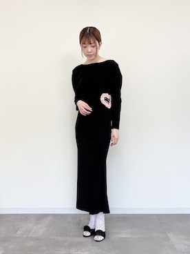 「etre loin（エトルワン）のI miss you heart cut dress（ワンピース、ブラック系）」を使った、etre loin STAFFさん（レディース・160cm）の春コーディネート