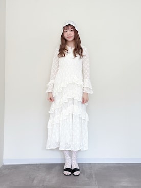 「etre loin（エトルワン）のHoodie race dress（ワンピース、ホワイト系）」を使った、etre loin STAFFさん（レディース・160cm）の春コーディネート