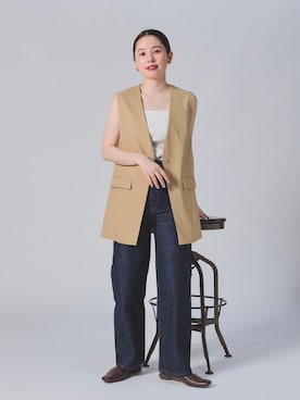 「アイテム（ベスト）」を使った、mayuさん（レディース・162cm）の夏コーディネート