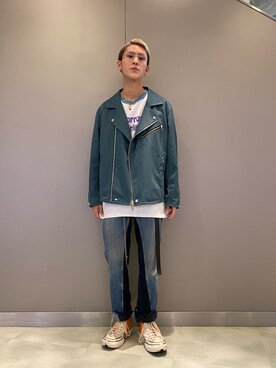 「ISAMU KATAYAMA BACKLASH（イサムカタヤマバックラッシュ）のアイテム（ジャケット/アウター）」を使った、そーふぃさん（メンズ・170cm）の夏コーディネート