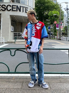 「BOW WOW（バウワウ）のアイテム（デニムパンツ）」を使った、そーふぃさん（メンズ・170cm）の夏コーディネート