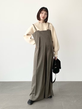 「アイテム（サロペット/オーバーオール、ブラウン系）」を使った、笹原(sasahara)さん（レディース・153cm）の夏コーディネート