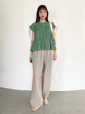 「EMMEL REFINES（エメルリファインズ）のアイテム」を使った、笹原(sasahara)さん（レディース・153cm）の夏コーディネート